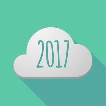 Long shadow cloud with  a 2017 year  number icon Ilustração Stock