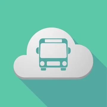 Long shadow cloud with  a bus icon イラスト素材