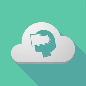 Long shadow cloud with  a female head wearing a virtual reality headset Stock Illustration