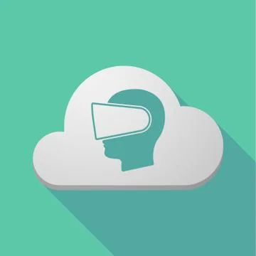 Long shadow cloud with  a male head wearing a virtual reality headset Stock Illustration