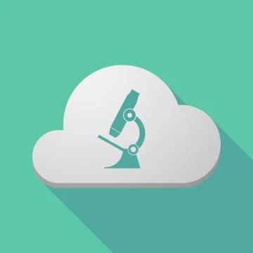 Long shadow cloud with  a microscope icon Stock Illustration