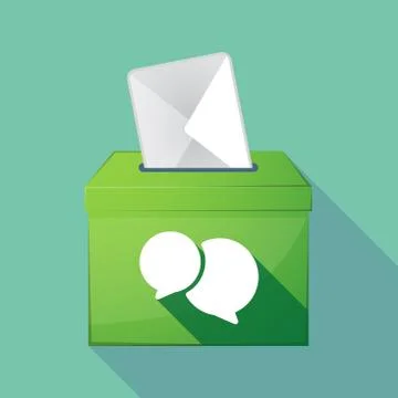 Long shadow coloured ballot box icon with  comic balloons Stock Illustration