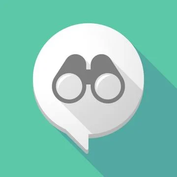 Long shadow comic balloon with a binoculars Stock Illustration