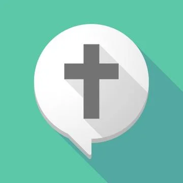 Long shadow comic balloon with a christian cross Stock Illustration
