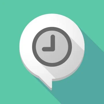 Long shadow comic balloon with a clock Illustrazione stock