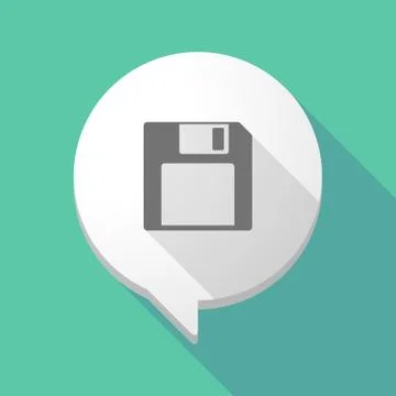 Long shadow comic balloon with a floppy disk Stock-Illustration