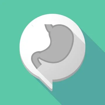 Long shadow comic balloon with  a healthy human stomach icon Stock-Illustration