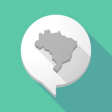 Long shadow comic balloon with  a map fo Brazil Stock Illustration
