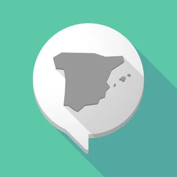 Long shadow comic balloon with  the map of  Spain Stock Illustration