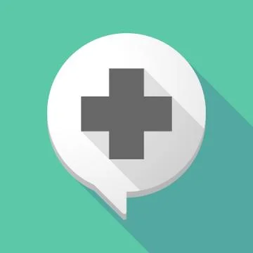 Long shadow comic balloon with a pharmacy sign Stock Illustration