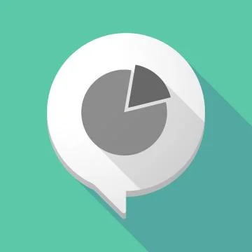 Long shadow comic balloon with a pie chart Stock Illustration