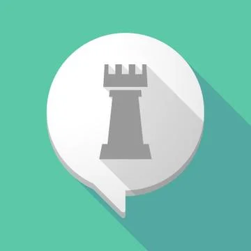 Long shadow comic balloon with a  rook   chess figure Stock Illustration