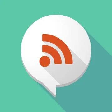 Long shadow comic balloon with an RSS sign Illustrazione stock