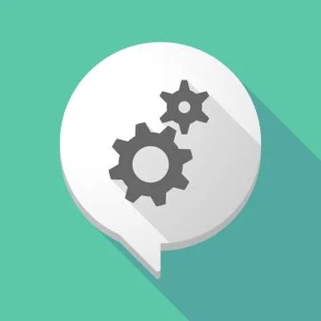Long shadow comic balloon with two gears Stock Illustration