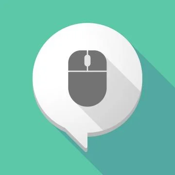 Long shadow comic balloon with a wireless mouse Illustrazione stock