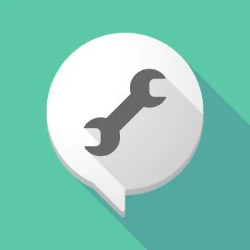 Long shadow comic balloon with a wrench Stock Illustration