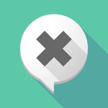 Long shadow comic balloon with an x sign Stock Illustration