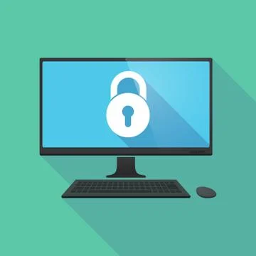 Long shadow computer with  a closed lock pad Stock Illustration