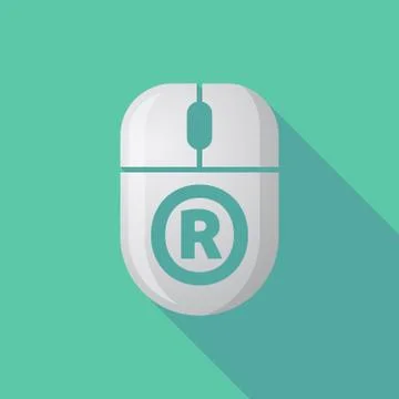 Long shadow computer mouse with    the registered trademark symbol Stockillustratie