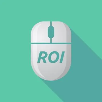 Long shadow computer mouse with    the return of investment acronym ROI Stock Illustration