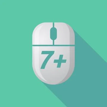 Long shadow computer mouse with    the text 7+ 스톡 일러스트