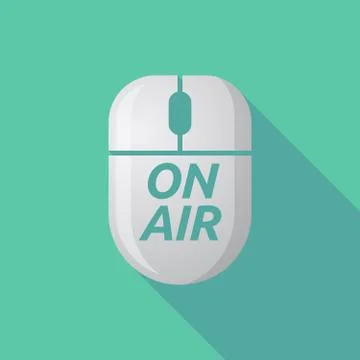 Long shadow computer mouse with    the text ON AIR 스톡 일러스트