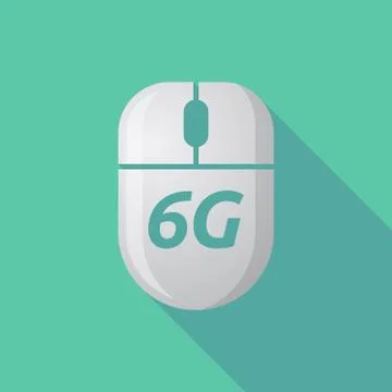 Long shadow computer mouse with    the text 6G 스톡 일러스트