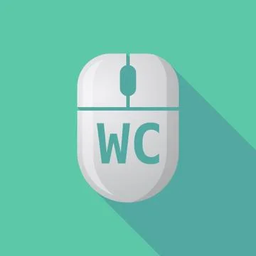 Long shadow computer mouse with    the text WC Stock Illustration