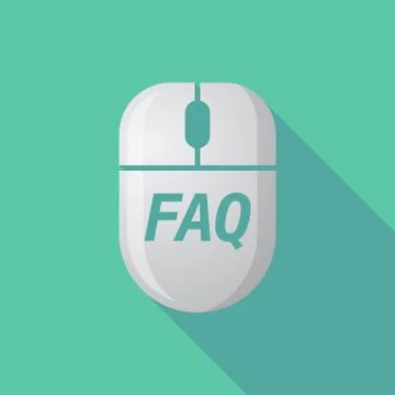 Long shadow computer mouse with    the text FAQ Illustrazione stock