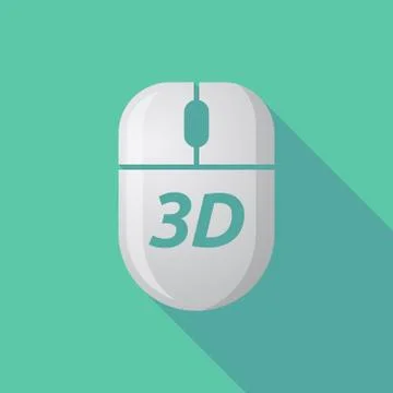 Long shadow computer mouse with    the text 3D Illustrazione stock