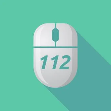 Long shadow computer mouse with    the text 112 Illustrazione stock