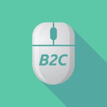 Long shadow computer mouse with    the text B2C 스톡 일러스트