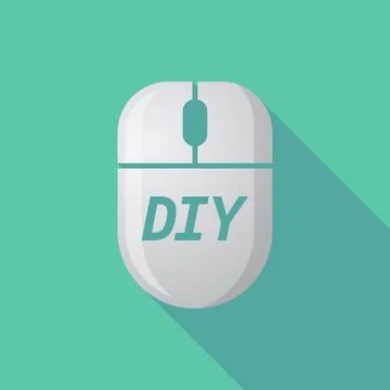 Long shadow computer mouse with    the text DIY 스톡 일러스트