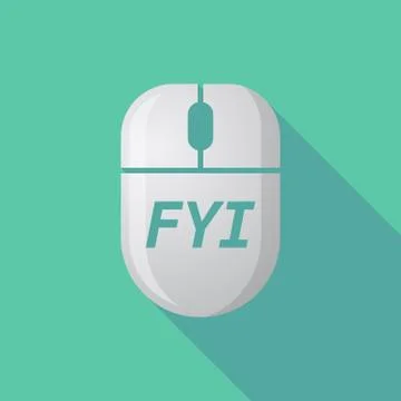 Long shadow computer mouse with    the text FYI 스톡 일러스트
