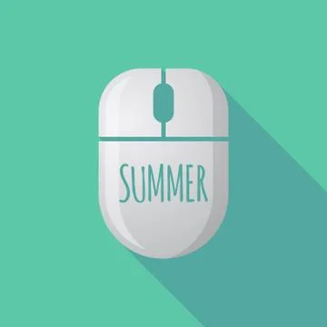 Long shadow computer mouse with    the text SUMMER 스톡 일러스트