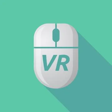 Long shadow computer mouse with    the virtual reality acronym VR 스톡 일러스트