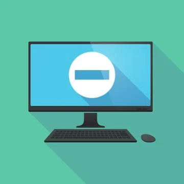 Long shadow computer with  a no trespassing signal Stock Illustration