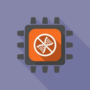 Long shadow cpu with  a DNA sign in a not allowed signal Stockillustratie