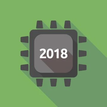 Long shadow cpu with  the number 2018 Illustrazione stock