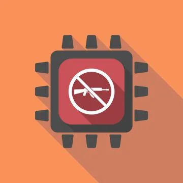 Long shadow cpu with  a rifle  in a not allowed signal Illustrazione stock