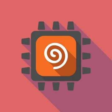 Long shadow cpu with  a spiral Stock Illustration