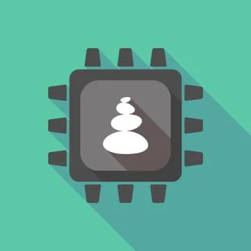 Long shadow cpu with  a stacked zen stones 스톡 일러스트