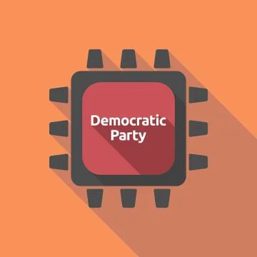 Long shadow cpu with  the text Democratic  Party Stock Illustration