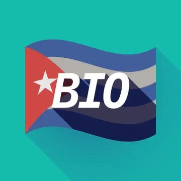 Long shadow Cuba flag with  the text  BIO Stock Illustration