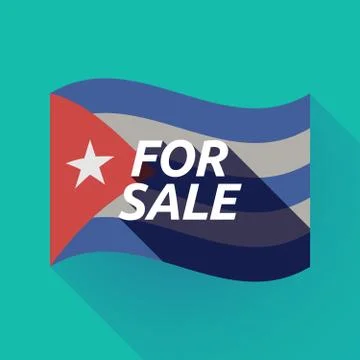 Long shadow Cuba flag with    the text FOR SALE Stock Illustration