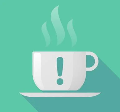 Long shadow cup of coffee with  an admiration sign Stock Illustration
