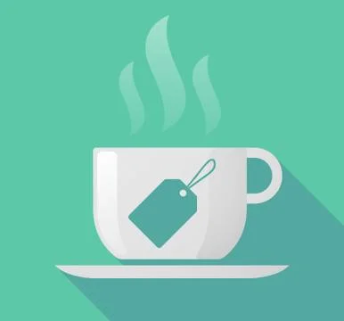 Long shadow cup of coffee with  a label Stock Illustration