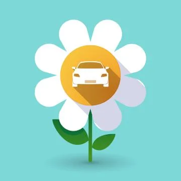 Long shadow daisy with a car Stock Illustration