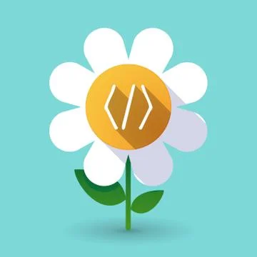 Long shadow daisy with a code sign 库存插图