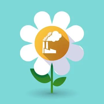 Long shadow daisy with a factory Stock Illustration